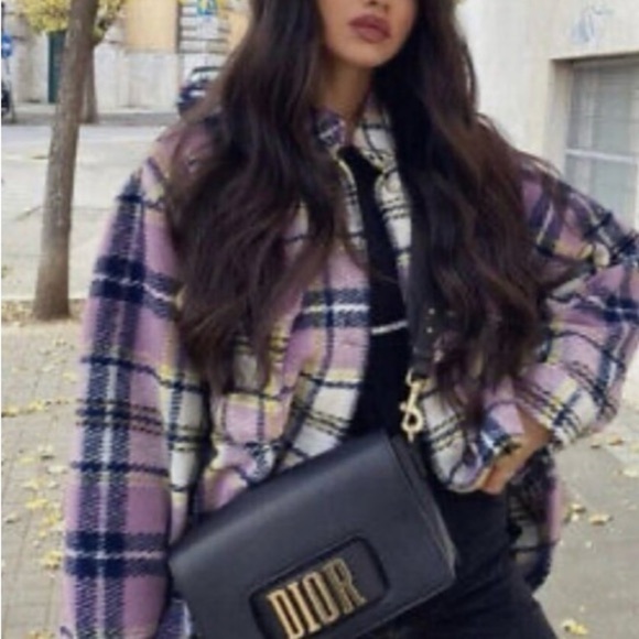 -SALE-Zara Blogger Favorite Lavender Plaid Oversized Shacket in size Medium - Picture 12 of 14